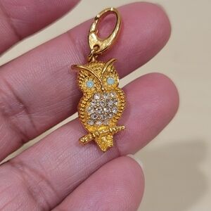 Spartina 449 Owl Charm Custom Hinged Clasp Gold Plated Crystals